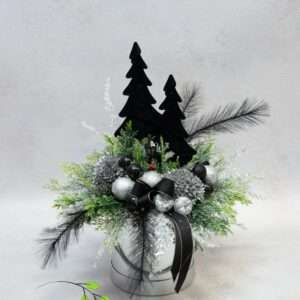 Flower box czarne choinki nr B132