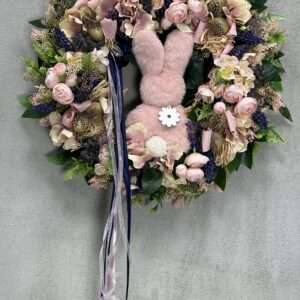 Wianek wiosenny 45 cm różowy zając nr S109