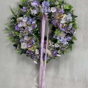 Wianek wiosenny 45 cm fioletowy konewki nr S112