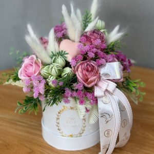 Flower box różowe serce nr W039