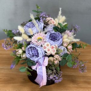 Flower box fioletowa peonia W059