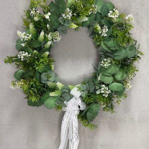 Wianek na drzwi zielony eukaliptus 45 cm nr W076