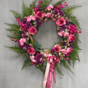 Wianek na drzwi różowy 50-55 cm nr 566
