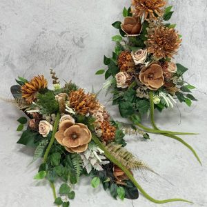 Komplet nagrobny brązowa chryzantema z magnolią nr 703