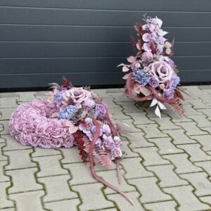 Komplet nagrobny kwiatowy wianek fioletowy nr 713