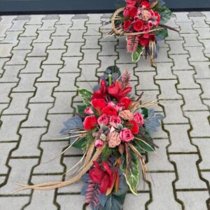 Komplet nagrobny czerwony amarylis nr 758