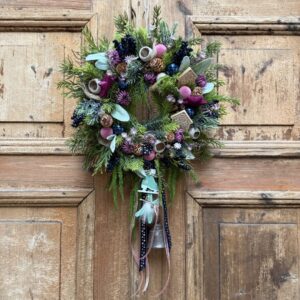 Wianek świąteczny 38 cm domki nr B402