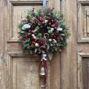 Wianek świąteczny 38 cm złoty dzwonek nr B414