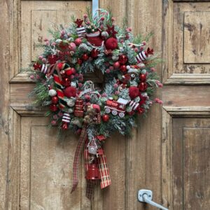 Wianek świąteczny 48 cm czerwony nr B424