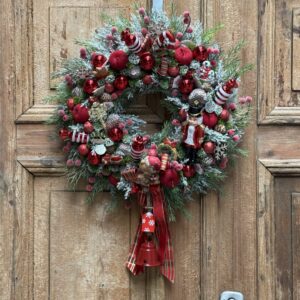 Wianek świąteczny 48 cm czerwony nr B428