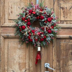 Wianek świąteczny 48 cm czerwony nr B431