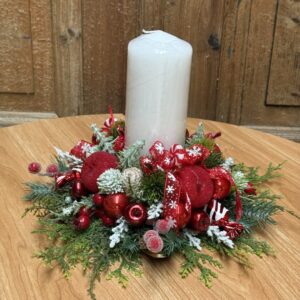 Kompozycja świąteczna biała świeczka nr B429