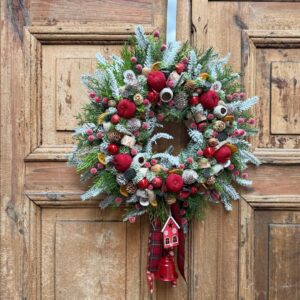 Wianek świąteczny 48 cm czerwony nr B436