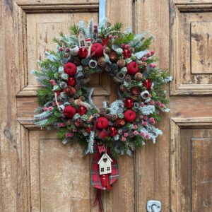 Wianek świąteczny 48 cm czerwony nr B437