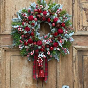 Wianek świąteczny 48 cm czerwony nr B443