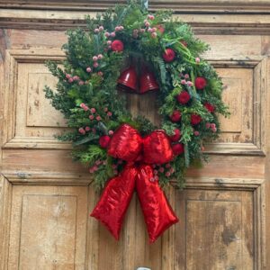 Wianek świąteczny 60-65 cm czerwona kokarda nr B447