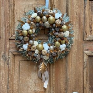 Wianek świąteczny 46 cm złoty nr B449