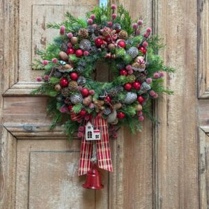 Wianek świąteczny 37 cm czerwony nr B450