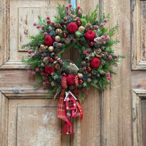 Wianek świąteczny 40 cm czerwony nr B452