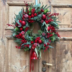 Wianek świąteczny 60 cm czerwony nr B493